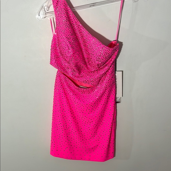 Pink Asymmetrical Sequin Bodycon Dress Ashley Lauren 4533